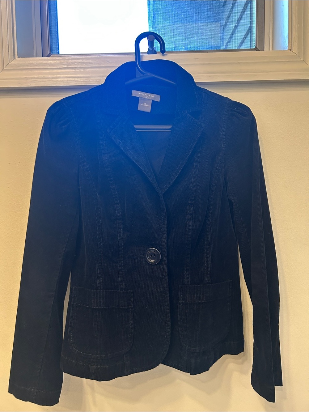 Ann Taylor Dark Blue Corduroy Single-Button Blazer